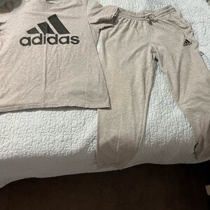 EUC ADIDAS LIGHT WEIGHT SWEAT SET TOP L PANTS M